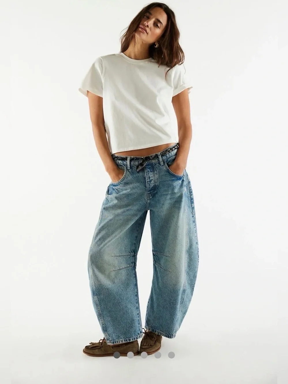 We The Free Good Luck Mid-Rise Barrel Jeans in Ultra Light Beam in 27S NWT